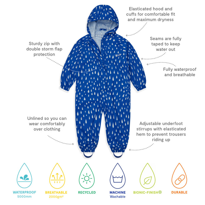 Essentials Waterproof Puddle Suit Blue Raindrop